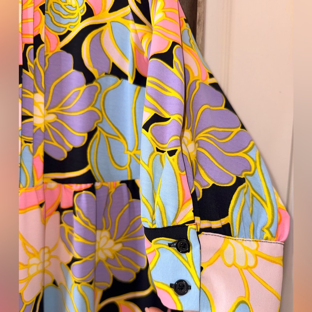 Who What Wear Bright Floral Black Shift Dress - Picture 5 of 13